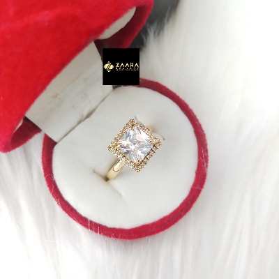 Picture of Diamond Cut Ad Stone Silver Color Finger Ring (Imported) For Women & Girls With Free Box - 1 Piece (Model-Dcfr22031G) - Rings