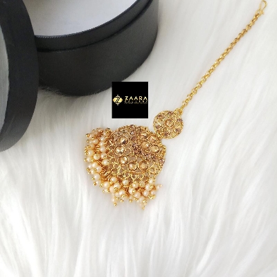 Picture of Majak Copper Stone & Gajra Tikli (Tiklee) For Girls & Women (Imported) - 1 Piece (MCGT501) - Tikli - Tiklee - Tikli for Women - Tikli for Girls