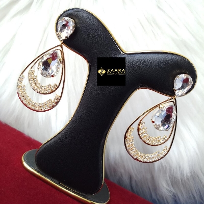 Picture of Korean Fashion Stone Earrings (White) For Women & Girls (Imported) 1 Pair M-ST545 - Earrings for Women - Earrings - Ear rings