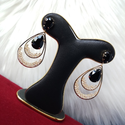 Picture of Korean Fashion Stone Earrings (Black) For Women & Girls (Imported) 1 Pair M-ST546 - Earrings for Women - Earrings - Ear rings