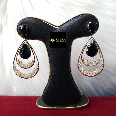 Picture of Korean Fashion Stone Earrings (Black) For Women & Girls (Imported) 1 Pair M-ST546 - Earrings for Women - Earrings - Ear rings