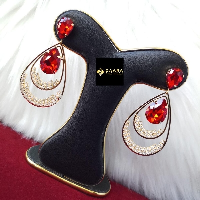 Picture of Korean Fashion Stone Earrings ( Red) For Women & Girls (Imported) 1 Pair M-ST543 - Earrings for Women - Earrings - Ear rings