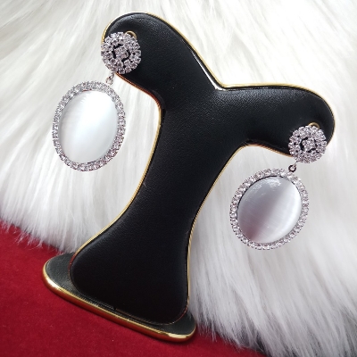 Picture of American Style Stone Earrings For Women & Girls (Off White/Light Ash) (Imported) - 1 Pair M-ST531 - Earrings for Women - Earrings - Ear rings