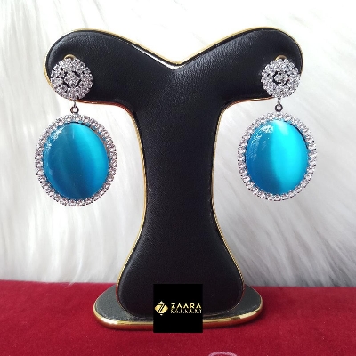 Picture of American Style Stone Earrings For Women & Girls (Blue) 1 Pair (Imported) M-ST533 - Earrings for Women - Earrings - Ear rings