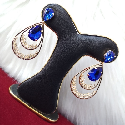 Picture of Korean Fashion Stone Earrings For Women & Girls ( Blue) (Imported) 1 Pair M-ST541 - Earrings for Women - Earrings - Ear rings