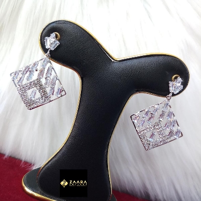 Picture of Korean Fashion Stone Earrings (Silver & Golden) For Women & Girls (Importerd) 1 Pair M-ST570 - Earring - Earrings for Women