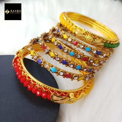 Picture of Multicolor Crystal-Metal & Meenakari Bangles (Imported) for Women 6 Pieces Model-CB833 - Bangles