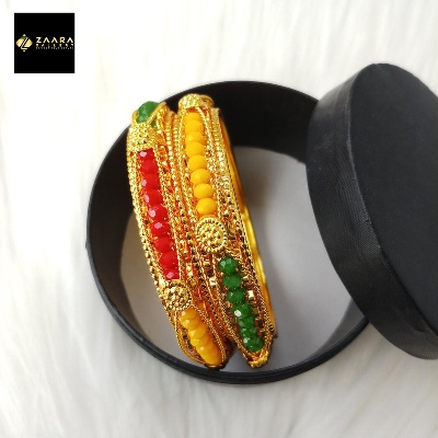 Picture of Multicolor Crystal Beads & Metal Bangles (Imported) for Women 2 Pieces M-CB800 - Bangles