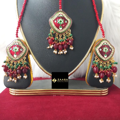 Picture of Jaypuri Meenakari Earrings & Tikli Set for Women and Girls (Multicolor) (Imported) M-JME9710M - Earring - Earrings for Women