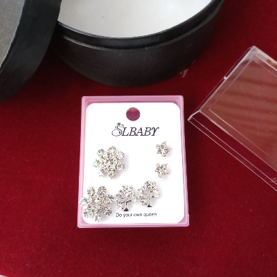 Picture of New Trendy Fashion Exquisite Rhinestone Earrings Set Box 3 Pair For Women & Girls M-STE6901 (Imported) - Earrings Set for Girls & Women