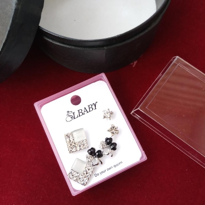 Picture of New Trendy Fashion Exquisite Rhinestone Earrings Set Box 3 Pair For Women & Girls M-STE6906 (Imported) - Earrings Set for Girls & Women