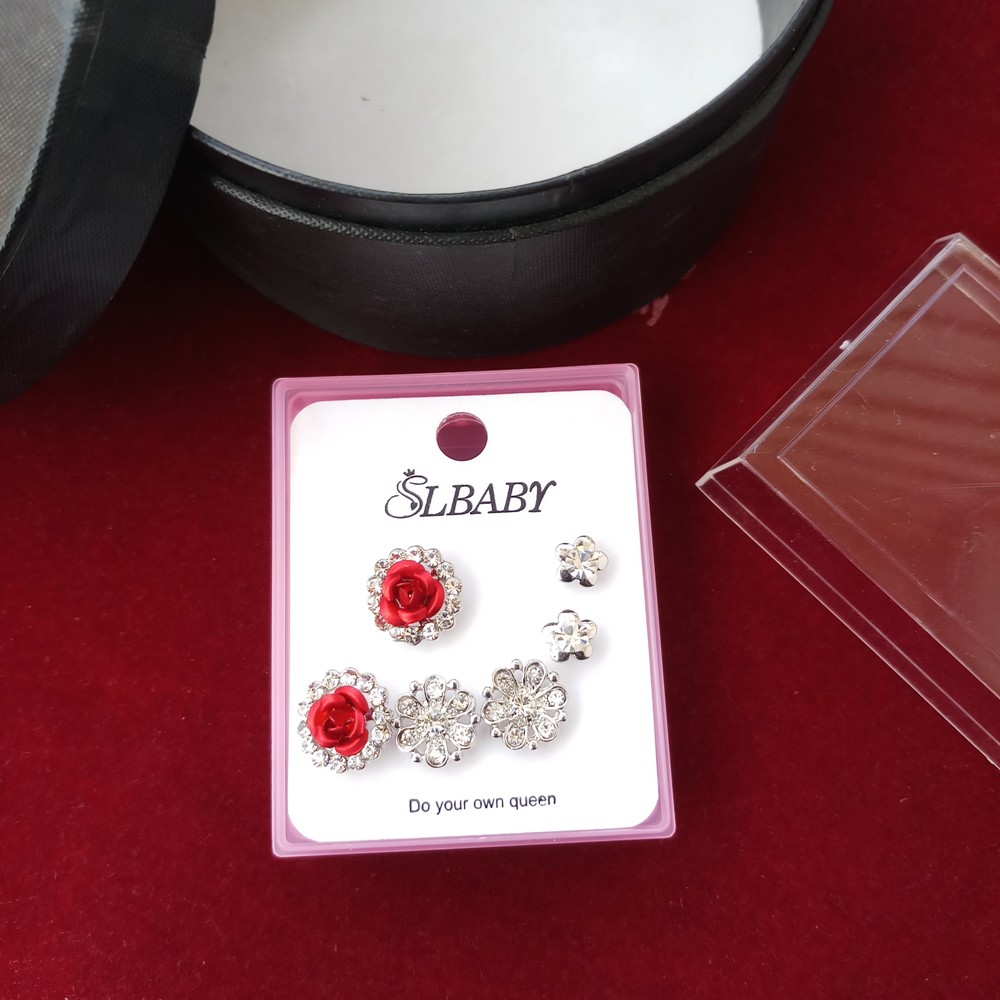 Picture of New Trendy Fashion Exquisite Rhinestone Earrings Set Box 3 Pair For Women & Girls M-STE6902 (Imported) - Earrings Set for Girls & Women
