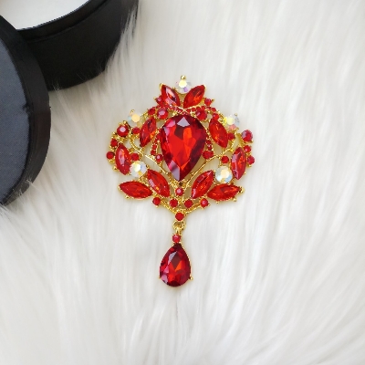 Picture of Brooch/ Hijab Pin/ Saree Pin for Women (Large) With Stone (Antique Golden & Silver) (Imported) M-BRCA901 1 Piece - Brooch