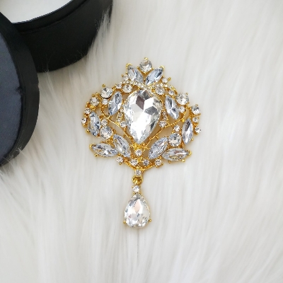 Picture of Brooch/ Hijab Pin/ Saree Pin for Women (Large) With Stone (Antique Golden & Silver) (Imported) M-BRCA901 1 Piece - Brooch