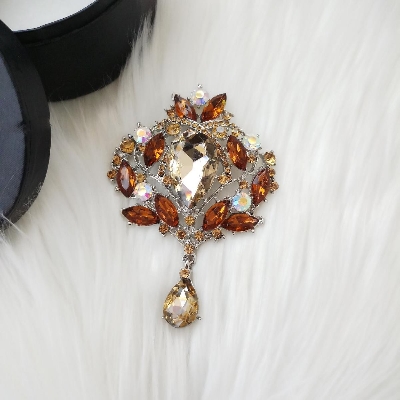 Picture of Brooch/ Hijab Pin/ Saree Pin for Women (Large) With Stone (Antique Golden & Silver) (Imported) M-BRCA905 1 Piece - Brooch