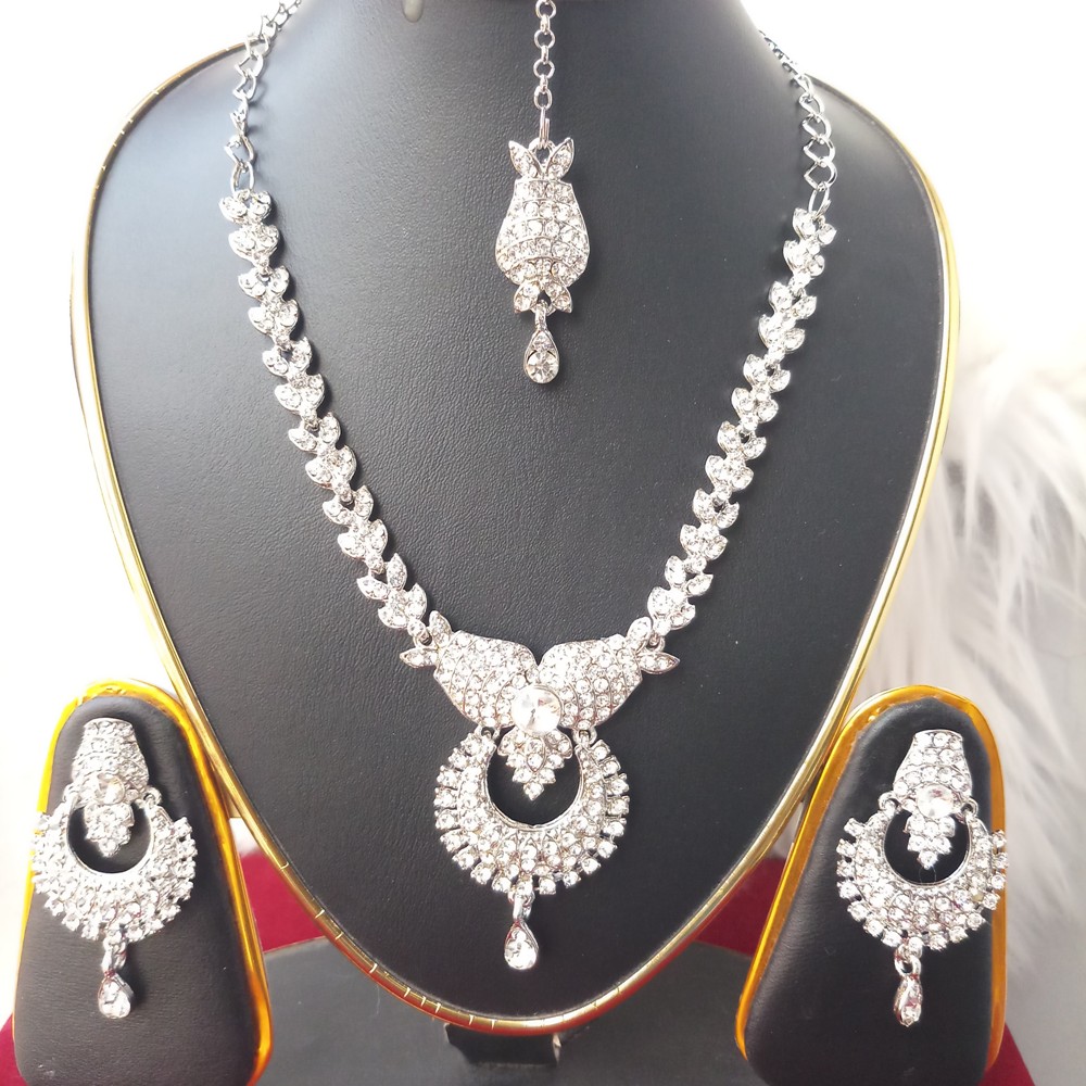 Picture of Imported Fashionable Wedding /Party Bridal Choker Necklace & Earrings Set for Women M-1643 - Necklace Set for Women - Necklace Tikli Earrings Set