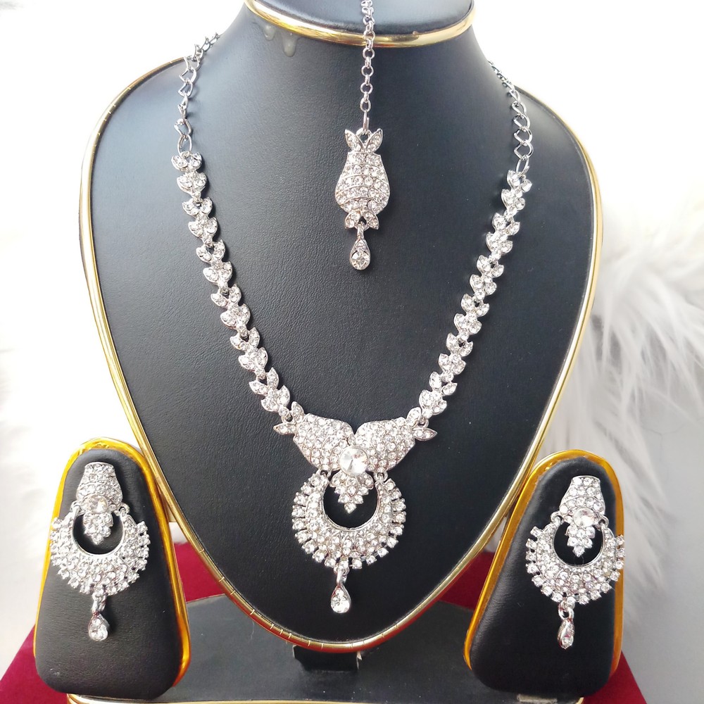 Picture of Imported Fashionable Wedding /Party Bridal Choker Necklace & Earrings Set for Women M-1643 - Necklace Set for Women - Necklace Tikli Earrings Set