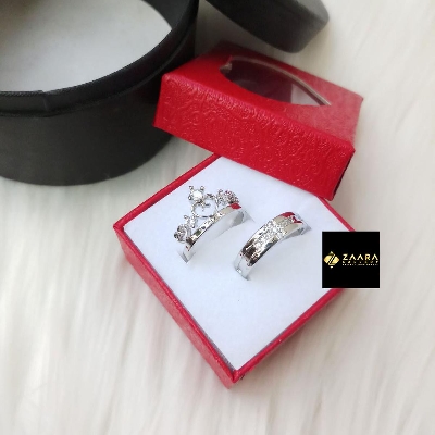 Picture of Valentine Couple Rings for Women and Men with Box Silver M-107 - 2 Pieces (Grade-1 Quality) (Imported) - Rings