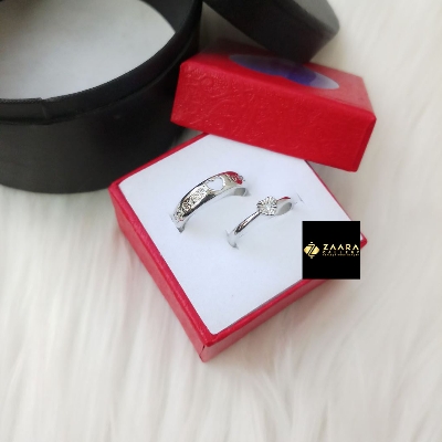 Picture of Valentine Couple Rings for Men and Women with Box Silver M-108 - 2 Pieces (Grade-1 Quality) (Imported) - Rings - Ring - Ring for Women and Men