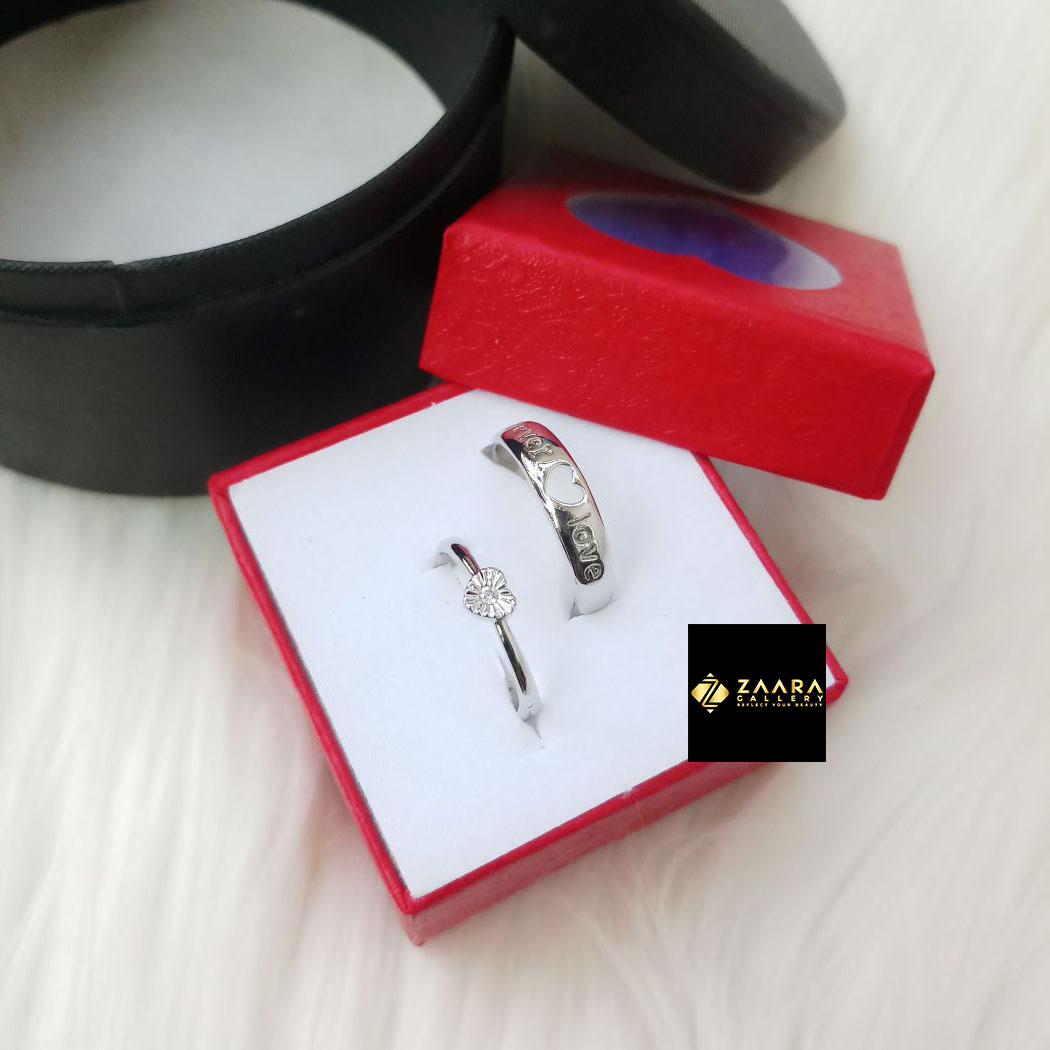 Picture of Valentine Couple Rings for Men and Women with Box Silver M-108 - 2 Pieces (Grade-1 Quality) (Imported) - Rings - Ring - Ring for Women and Men