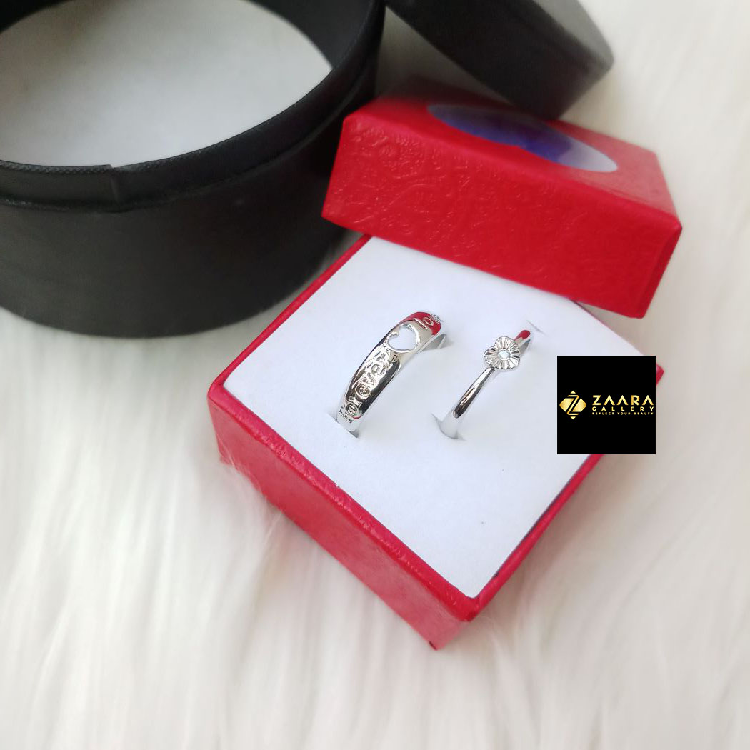 Picture of Valentine Couple Rings for Men and Women with Box Silver M-108 - 2 Pieces (Grade-1 Quality) (Imported) - Rings - Ring - Ring for Women and Men