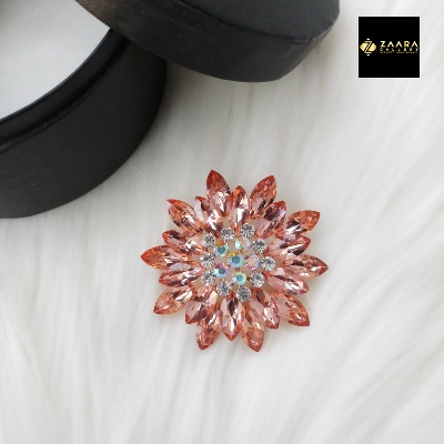 Picture of Stone & Metal Brooch /Hijab Pin/ Saree Pin for Women (Golden) (Imported) M-BRC-1109A - 1 Piece - Brooch - Brooch for Women - হিজাব পিন