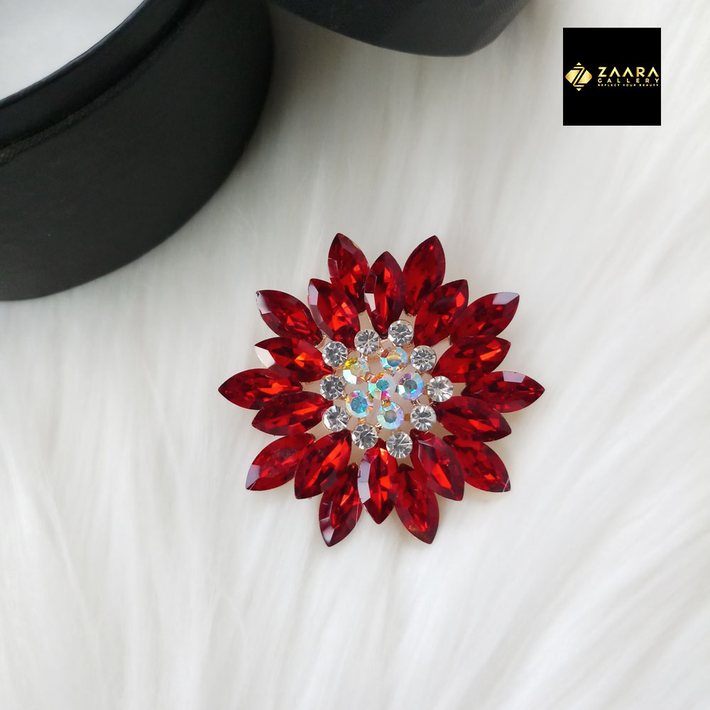 Picture of Stone & Metal Brooch /Hijab Pin/ Saree Pin for Women (Golden) (Imported) M-BRC-1109A - 1 Piece - Brooch - Brooch for Women - হিজাব পিন