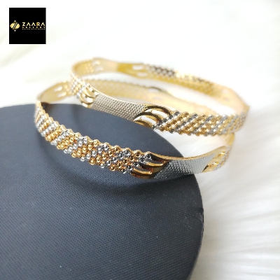Picture of City Gold/ Gold Plated & Silver Plated Two-Tone Color Laser Cut Bangles For Women - 2 Pieces Top Quality Color Grade-1 (Imported) M-CT7081A - Bangles - Bangles for Women
