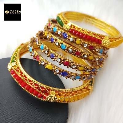 Picture of Multi-color Crystal-Metal & Meenakari Bangles for Women (Imported) M-CB834 - 6 Pieces - Bangles - Bangles for Women