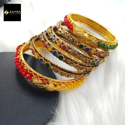 Picture of Multi-color Crystal-Metal & Meenakari Bangles for Women (Imported) M-CB836 - 6 Pieces - Bangles - Bangles for Women