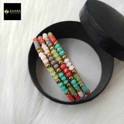 Picture of Multicolor Crystal Beads Metal Bangles for Women (Imported)  M-CB203 - 4 Pieces - Bangles - Bangles for Women - চুড়ি