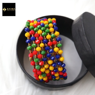 Picture of Multicolor Crystal Beads Metal Bangles for Women (Imported) M-CB206 - 8 Pieces - Bangles - Bangles for Women - চুড়ি
