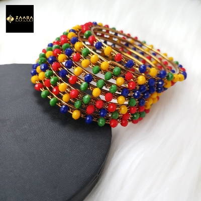 Picture of Multicolor Crystal Beads Metal Bangles for Women (Imported) M-CB206 - 8 Pieces - Bangles - Bangles for Women - চুড়ি