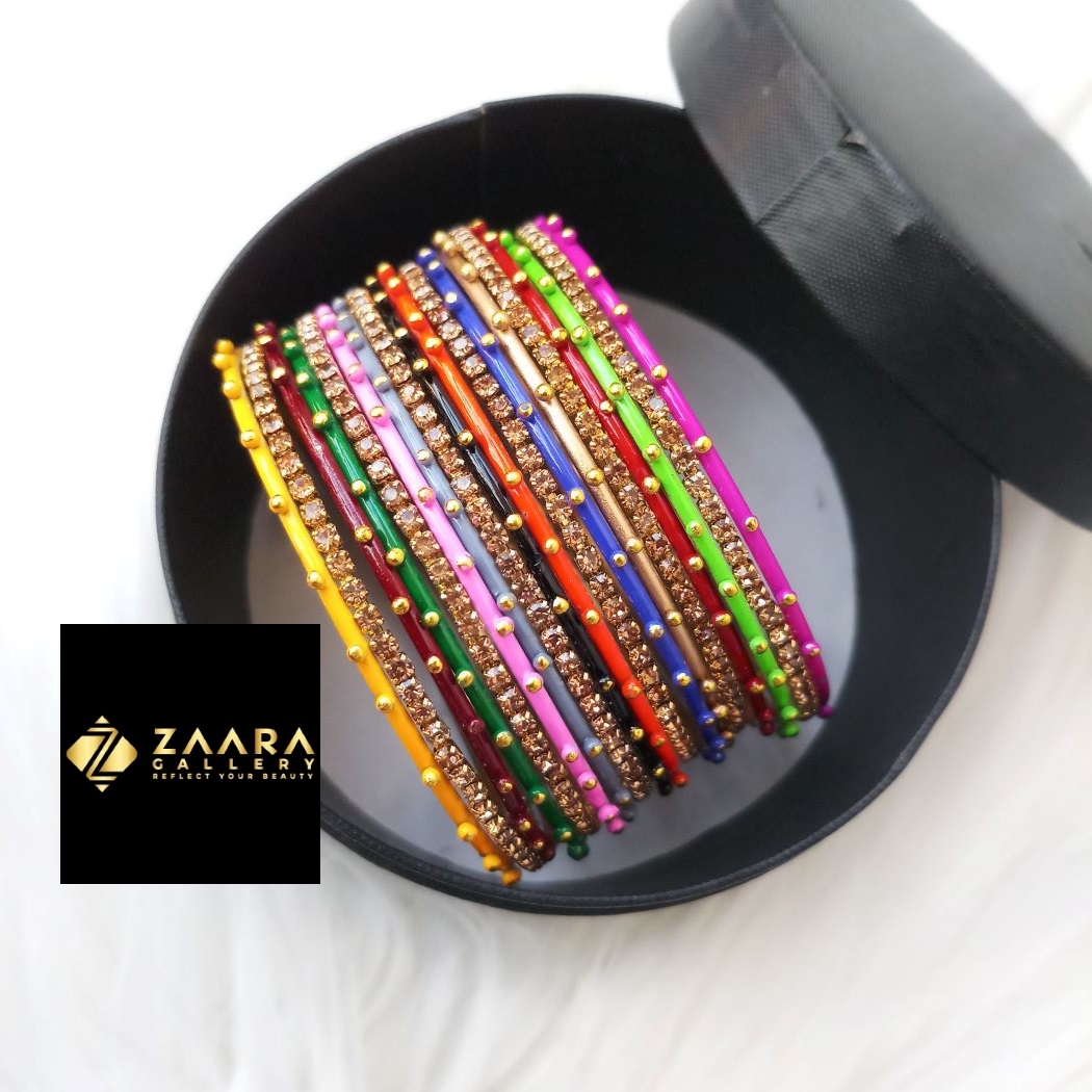 Picture of Stone and Metal Bangles for Women (Multicolor) (Imported) M-SMB90005 - 18 Pieces - Bangles - Bangles for Women - চুড়ি