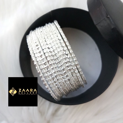 Picture of White Beads Metal Bangles for Women (Imported) M-BM700093 - 12 Pieces- Bangles - Bangles for Women - চুড়ি