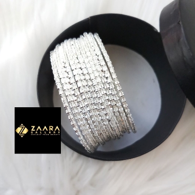 Picture of White Beads Metal Bangles for Women (Imported) M-BM700093 - 12 Pieces- Bangles - Bangles for Women - চুড়ি