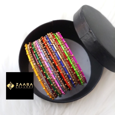 Picture of Stone and Metal Bangles for Women (Multicolor) (Imported) M-SMB90001All - 18 Pieces - Bangles - Bangles for Women - চুড়ি