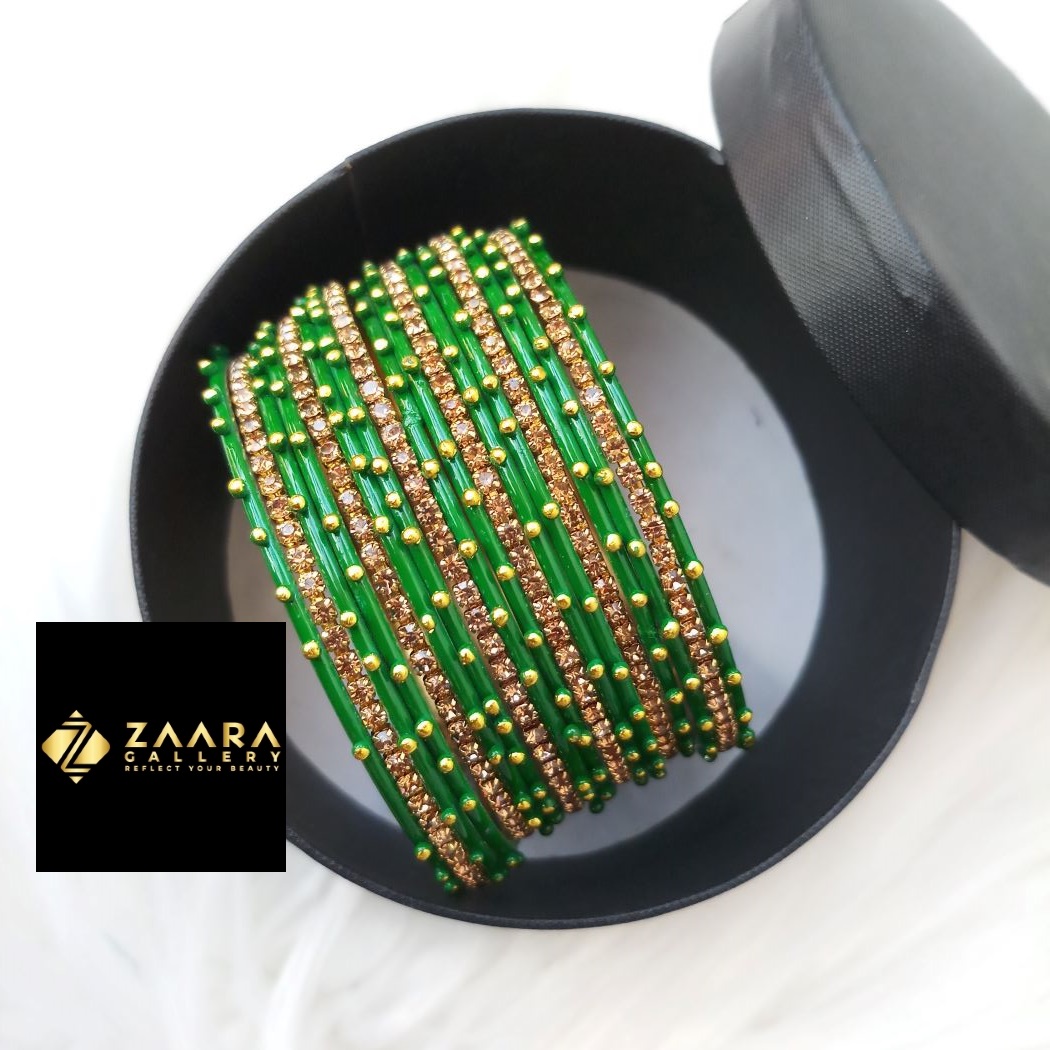 Picture of Stone and Metal Bangles for Women (Multicolor) (Imported) M-SMB90001All - 18 Pieces - Bangles - Bangles for Women - চুড়ি