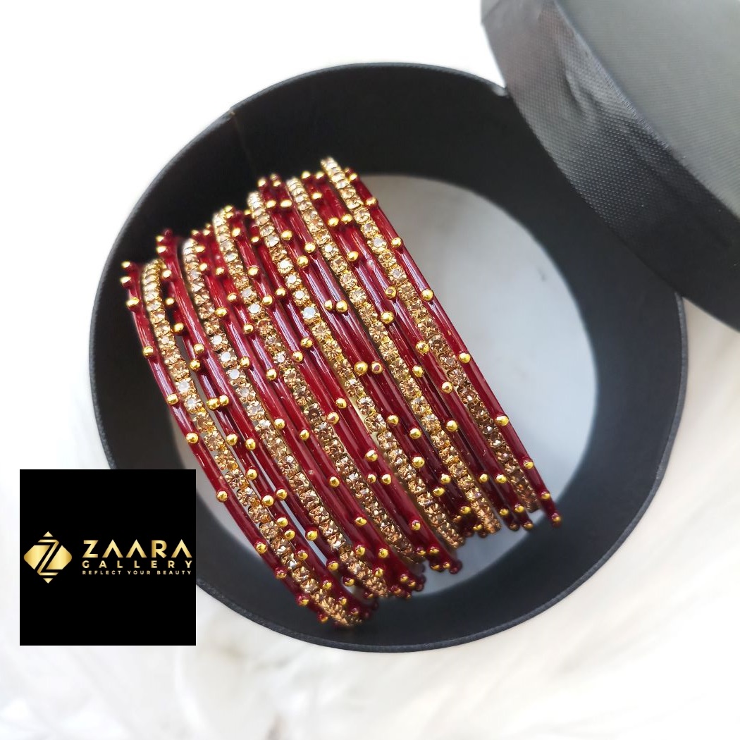 Picture of Stone and Metal Bangles for Women (Multicolor) (Imported) M-SMB90001All - 18 Pieces - Bangles - Bangles for Women - চুড়ি