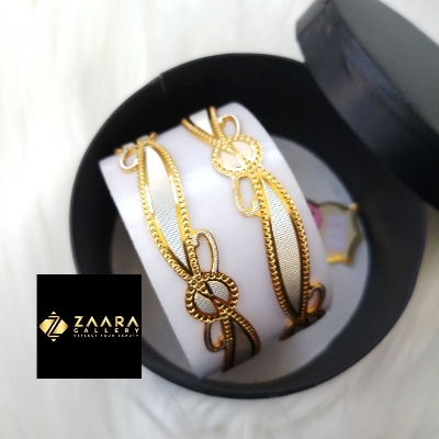 Picture of City Gold Bangles/ Gold Plated & Silver Plated Two-Tone Color Laser Cut Bangles For Women Direct Factory Sell Top Quality Color Grade-1 (Imported from India) M-CT7090 - 2 Pieces - Bangles -  Bangles - চুড়ি