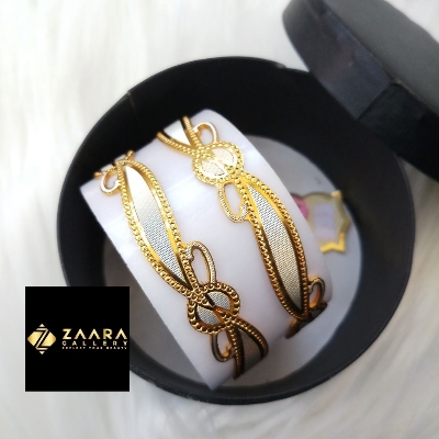Picture of City Gold Bangles/ Gold Plated & Silver Plated Two-Tone Color Laser Cut Bangles For Women Direct Factory Sell Top Quality Color Grade-1 (Imported from India) M-CT7090 - 2 Pieces - Bangles -  Bangles - চুড়ি