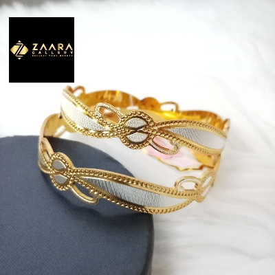 Picture of City Gold Bangles/ Gold Plated & Silver Plated Two-Tone Color Laser Cut Bangles For Women Direct Factory Sell Top Quality Color Grade-1 (Imported from India) M-CT7090 - 2 Pieces - Bangles -  Bangles - চুড়ি