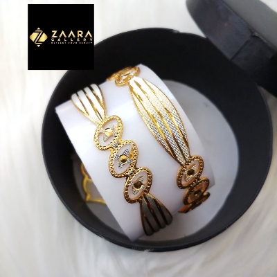 Picture of City Gold Bangles/ Gold Plated & Silver Plated Two-Tone Color  Laser Cut Bangles For Women Direct Factory Sell Top Quality Color Grade-1 (Imported) M-CT7092 - 2 Pieces - Bangles -  Bangles - চুড়ি