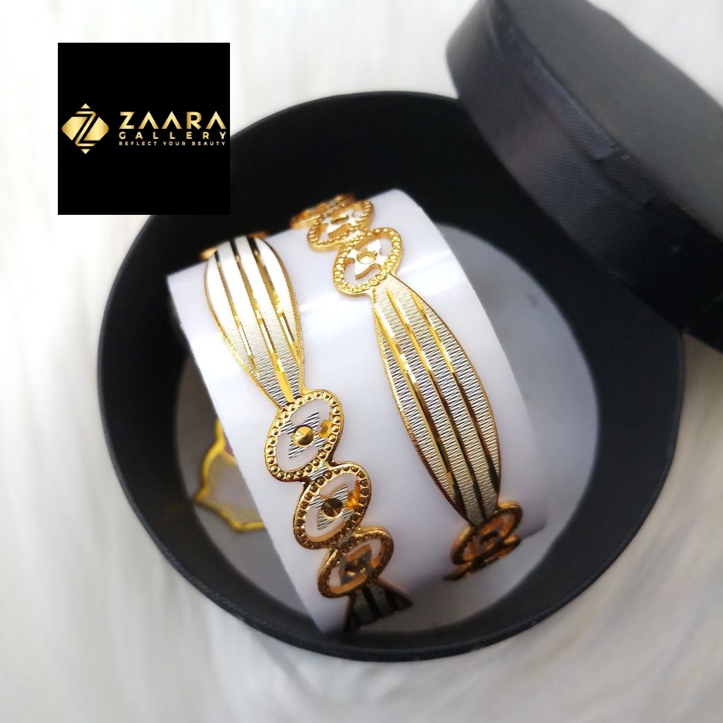 Picture of City Gold Bangles/ Gold Plated & Silver Plated Two-Tone Color  Laser Cut Bangles For Women Direct Factory Sell Top Quality Color Grade-1 (Imported) M-CT7092 - 2 Pieces - Bangles -  Bangles - চুড়ি