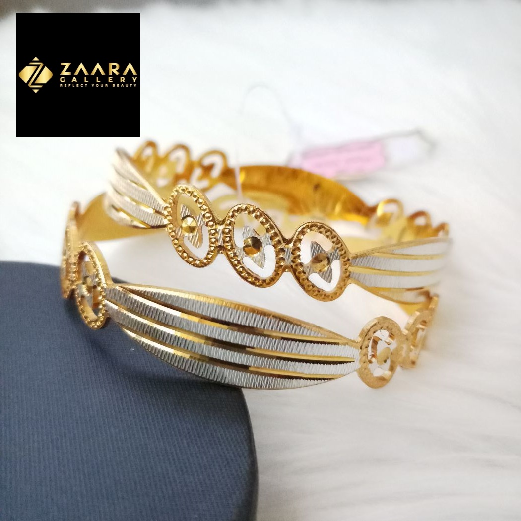 Picture of City Gold Bangles/ Gold Plated & Silver Plated Two-Tone Color  Laser Cut Bangles For Women Direct Factory Sell Top Quality Color Grade-1 (Imported) M-CT7092 - 2 Pieces - Bangles -  Bangles - চুড়ি