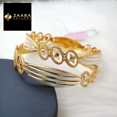 Picture of City Gold Bangles/ Gold Plated & Silver Plated Two-Tone Color  Laser Cut Bangles For Women Direct Factory Sell Top Quality Color Grade-1 (Imported) M-CT7092 - 2 Pieces - Bangles -  Bangles - চুড়ি