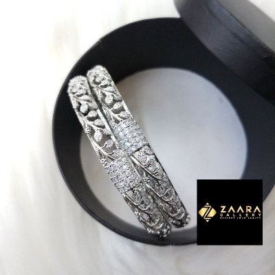 Picture of Diamond Cut AD Stone Golden and Silver Color Bangles for Women (Imported) M-DCB526GS - 2 Pieces- Bangles - Bangles for Women - চুড়ি