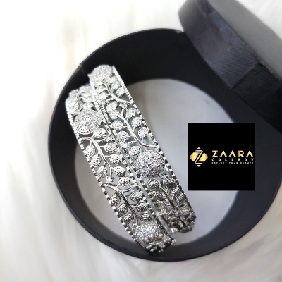 Picture of Diamond Cut AD Stone Golden and Silver Color Bangles for Women (Imported) M-DCB529GS - 2 Pieces- Bangles - Bangles for Women - চুড়ি