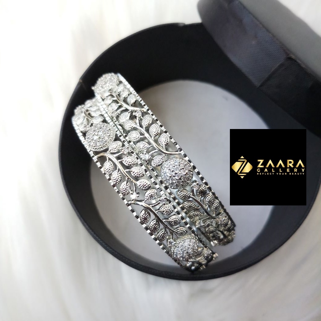 Picture of Diamond Cut AD Stone Golden and Silver Color Bangles for Women (Imported) M-DCB529GS - 2 Pieces- Bangles - Bangles for Women - চুড়ি