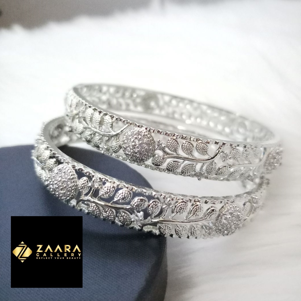 Picture of Diamond Cut AD Stone Golden and Silver Color Bangles for Women (Imported) M-DCB529GS - 2 Pieces- Bangles - Bangles for Women - চুড়ি